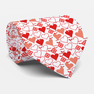 Valentine's Day Love Pink, Red and White Pattern Tie