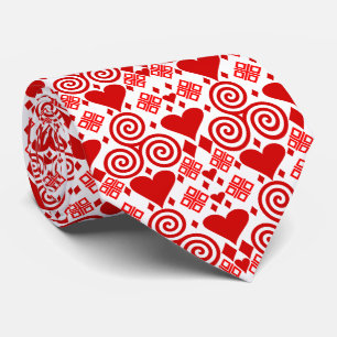 Valentine's Day Love Pink, Red and White Pattern Tie