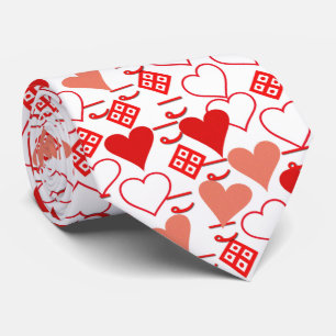 Valentine's Day Love Pink, Red and White Pattern Tie