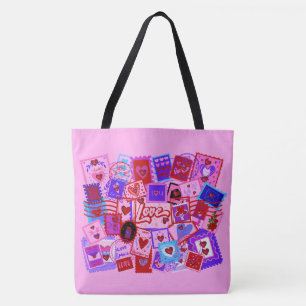 Valentine's Day Love Postage Stamps Tote Bag