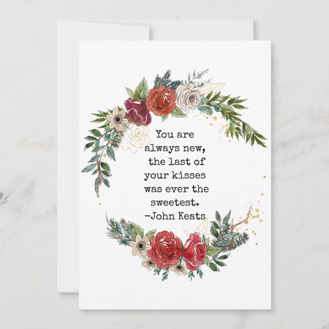 Valentines Day Love Quote Floral Holiday Card (Front)