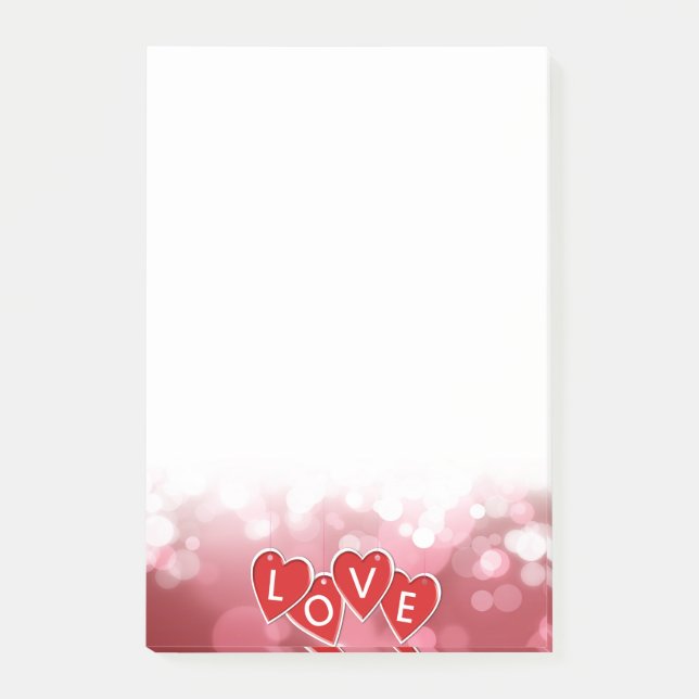 Valentine's Day Love Red Hearts Post-it Notes (Front)