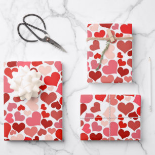 Valentines Day Love Red Hearts Wrapping Paper Sheet