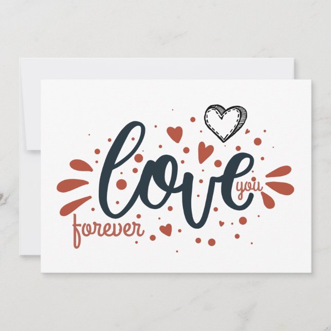 Valentines Day Love You Forever Hand Written Quote Holiday Card (Front)