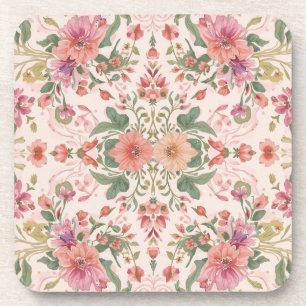 Valentine's Day, Lovely Pink Flowers Pattern Coaster