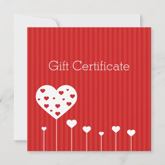 Valentine's Day Lovely Red White Hearts Gift Card (Front)