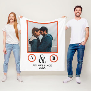 Valentine's Day lovers couple monogram placeholder Fleece Blanket