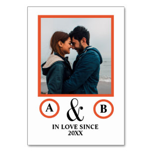 Valentine's Day lovers couple monogram placeholder Table Number