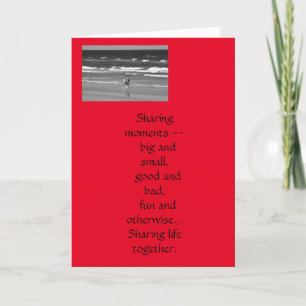 Valentine's Day Loving Couple Walks Along Beach  Card