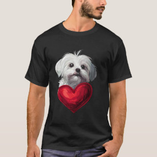 Valentine's Day Maltese Dog Heart T-Shirt