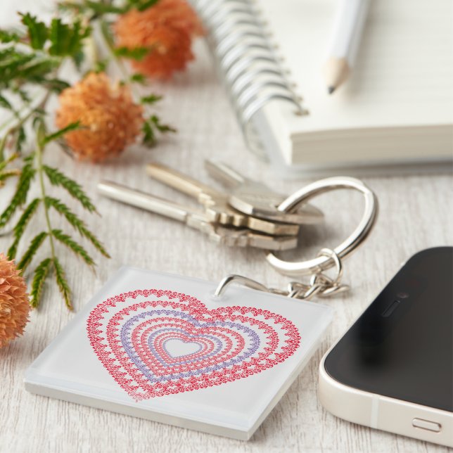 Valentine's Day Mandala Heart-Moving Message Key Ring (Front Right)