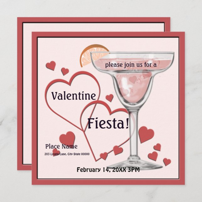 Valentine's Day Margarita Fiesta Party Invitation (Front/Back)