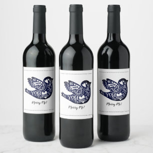 Valentines Day Marry Me Love Bird Wine Label