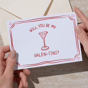 Valentine's Day Martini Whimsical Red and Pink  Card