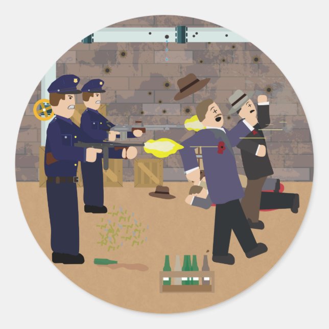 Valentine's day massacre (Simple History) Classic Round Sticker (Front)