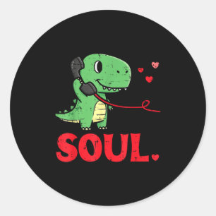 Valentines Day Matching Soulmates Soul Dino Trex C Classic Round Sticker