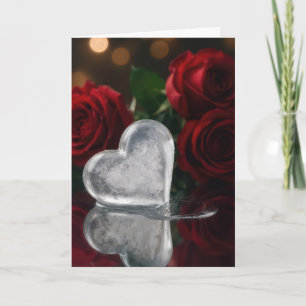 Valentine's Day Melting Ice Heat With Red Roses Card