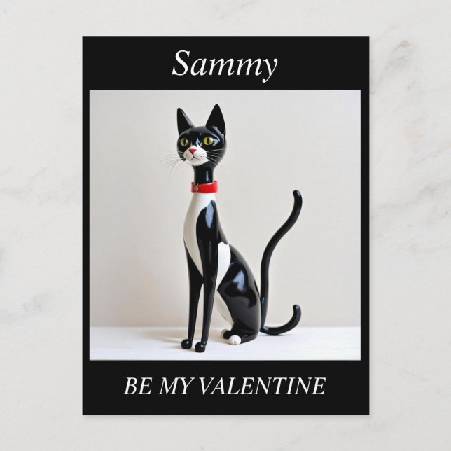 VALENTINE'S DAY Mid Century Cat, editable Postcard (Front)