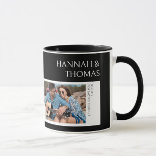 Valentines Day Minimalist Black Two Photo  Mug