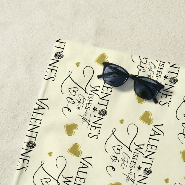 Valentine's day Minimalist Lettering Beach Towel (In Situ)