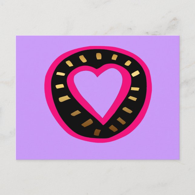 Valentine's Day Modern Pink Heart Purple Postcard2 Holiday Postcard (Front)