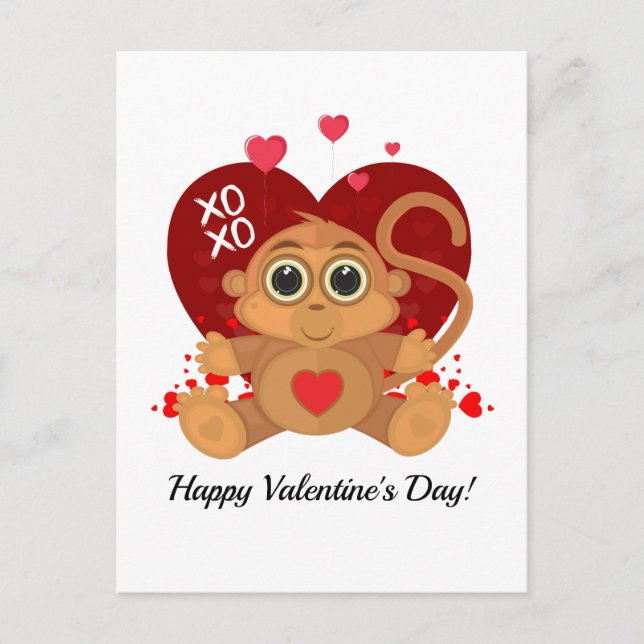 Valentine's Day Monkey Postcard (Front)
