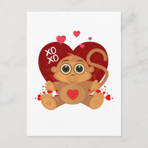 Valentine's Day Monkey  Postcard