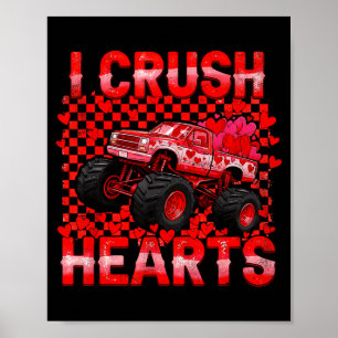 Valentines Day Monster Truck Crush Hearts Toddler Poster