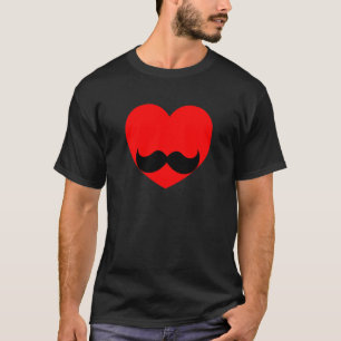 Valentine's Day Moustache Heart Men Boys Pajama T-Shirt