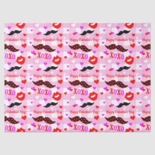 Valentine's Day Moustaches Love and Kisses Tissue Paper