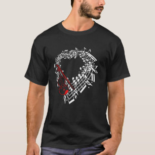 Valentines Day Music Notes Heart Guitar Lovers Mus T-Shirt
