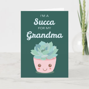 Valentines Day My Grandma with Kawaii Succulent Card