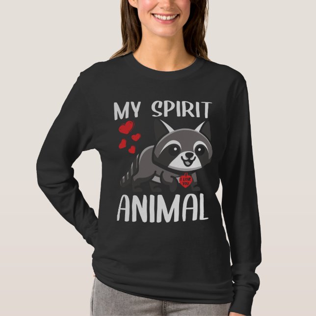 Valentines Day My Spirit Animal Racoon I Love You T-Shirt (Front)