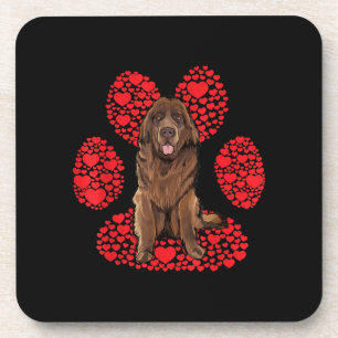 Valentines day   Newfie dog love paw gift Coaster