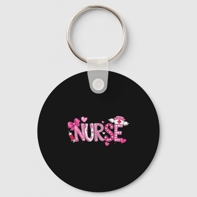 Valentines Day Nurse Graphic Nk Patterns For Woman Key Ring (Front)