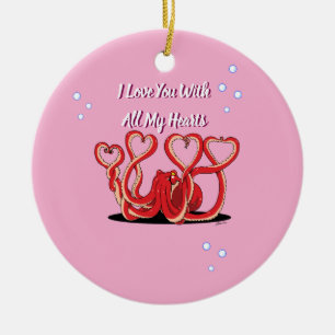 Valentine's Day Octopus Hearts Ceramic Tree Decoration