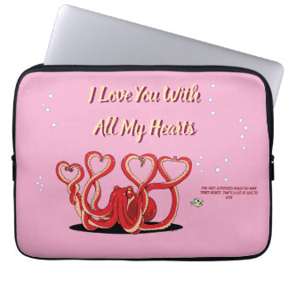 Valentine's Day Octopus Hearts Laptop Sleeve
