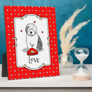 Valentine's Day Old English Sheepdog Gray 1 Cute Plaque