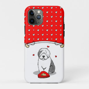Valentine's Day Old English Sheepdog Grey 1 Cute Case-Mate iPhone Case