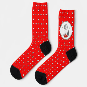 Valentine's Day Old English Sheepdog Grey 1 Cute Socks