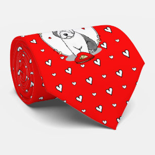 Valentine's Day Old English Sheepdog Grey 1 Cute Tie