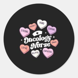 Valentines Day Oncology Nurse Cancer Suprt Groovy  Classic Round Sticker