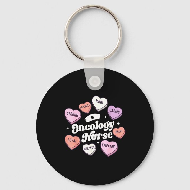 Valentines Day Oncology Nurse Cancer Suprt Groovy  Key Ring (Front)