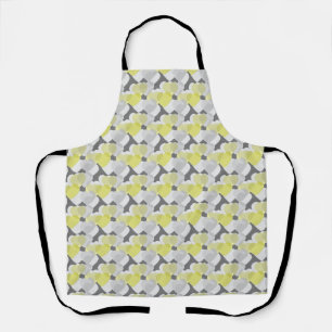 Valentines Day Overlay Yellow and Grey Hearts Apron