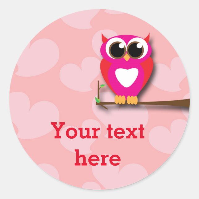 Valentines Day Owl Love Birthday Party Stickers (Front)