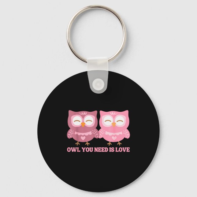 Valentines Day Owl You Need Is Love _ Cute Valenti Key Ring (Front)