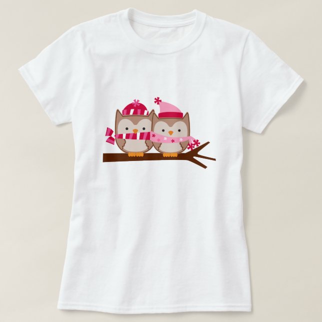 Valentines Day Owls T-Shirt (Design Front)