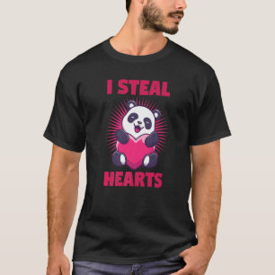 Valentine's Day Panda Bear Animal  I Steal Hearts T-Shirt