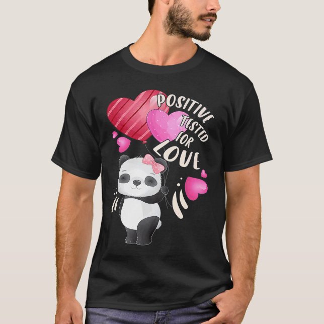 Valentine's day panda bear with hearts T-Shirt (Front)