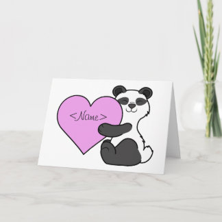Valentine's Day Panda Bear with Light Pink Heart Holiday Card